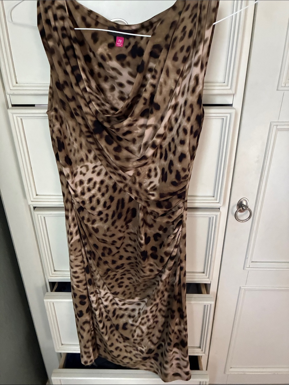 Vince Camuto Leopard-Print Cowl Midi Dress - Brown & Black